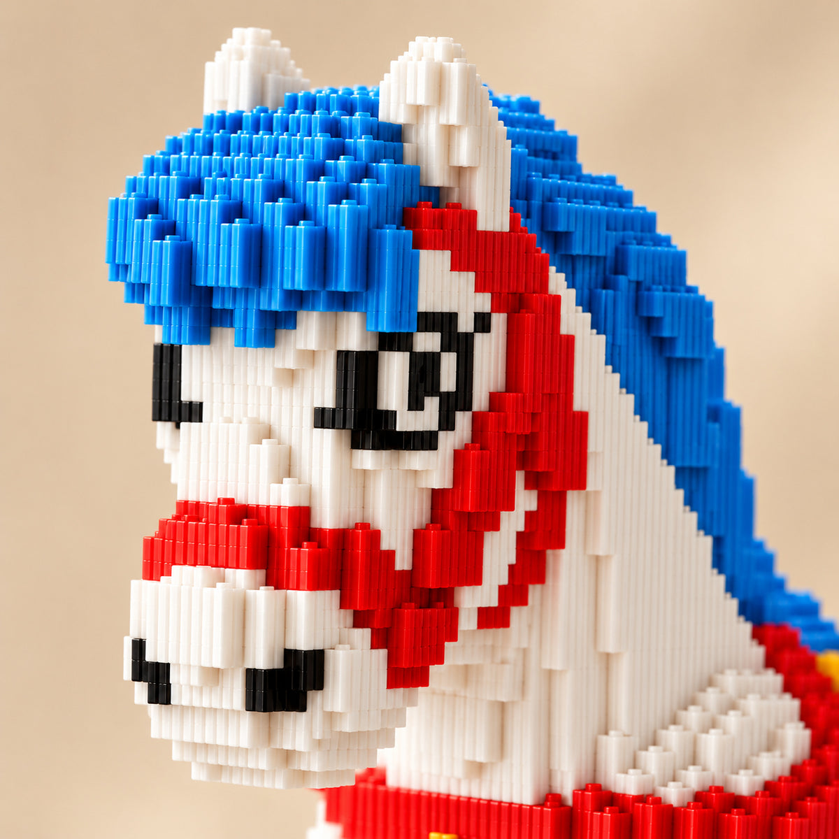 White Horse Building Block Set with Blue Mane