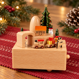 Natural-Wood Christmas Tree Scene