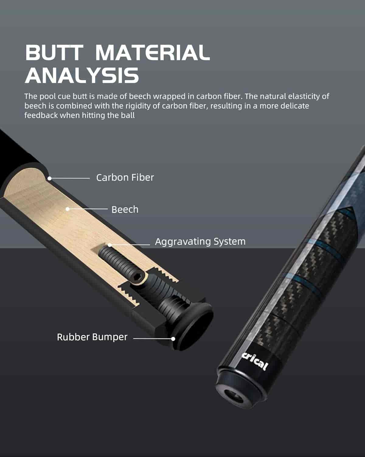 【CL-01】58" Carbon Fiber Pool Cue 12.5mm Tip
