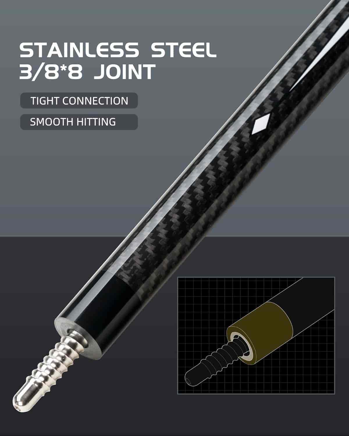 【CL-01】58" Carbon Fiber Pool Cue 12.5mm Tip