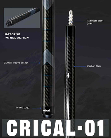 【CL-01】58" Carbon Fiber Pool Cue 12.5mm Tip