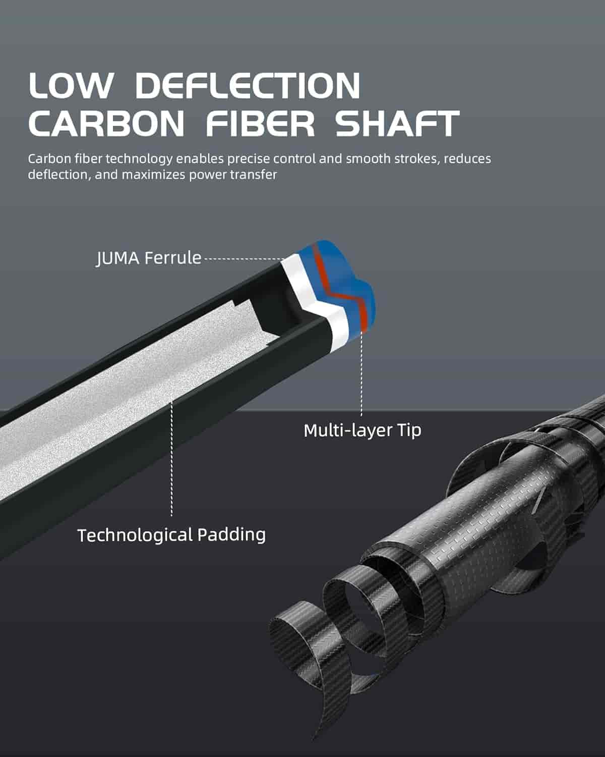 【CL-01】58" Carbon Fiber Pool Cue 12.5mm Tip
